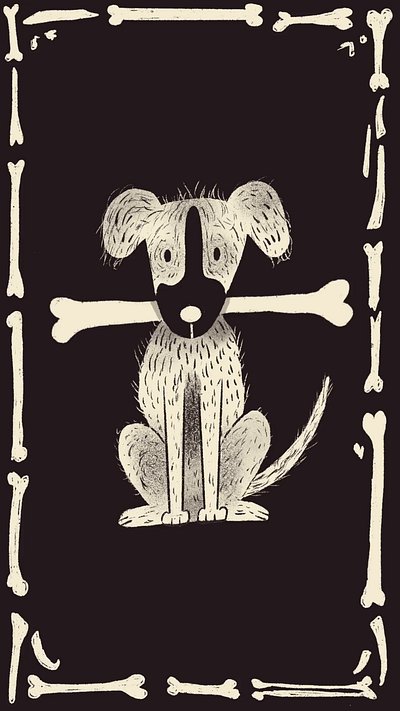 Give a Dog a Bone animation black and white bone dog illustration procreate