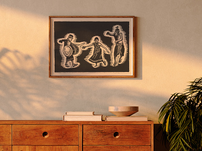 Maya Dancers Woodcut dancers illustration maya printmaking woodcut