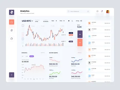 Cryptocurrency Dashboard UI Concept (Light theme) admin panel cryptocurrency dashboard dashboard design dashboard ui data management data visulizations design management tools product design trading ui concept ui design web design web page