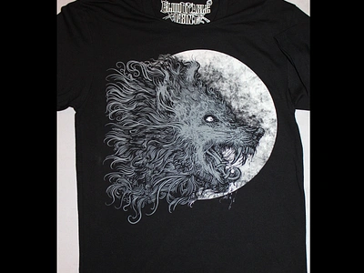 Two color screen print of my original wolf moon illustration dark art occult screen print