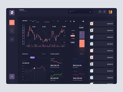 Cryptocurrency Dashboard UI Concept Dark Version analytics cryptocurrency dashboard dashboard design dashboard ui data management data visulizations design management tool product design saas dashboard statistics trading ui concept ui design web design web page
