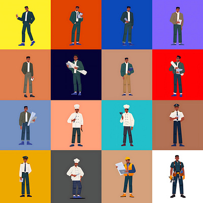 Black Male Character Pack: 73 Professional & Lifestyle Designs design graphic design illustration vector