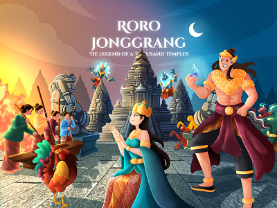 Roro Jonggrang Illustration book character design children book children story book colorful design evil folk illustration mistic story tale traditional