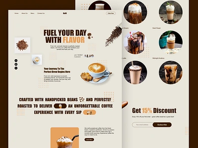 Koffi - Coffee Shop Landing Page Website cafe cafe cup coffee coffee bean coffee shop cup design drink food and beverages food and drinks food delivery food order home page landing page ui ux web web design website website design