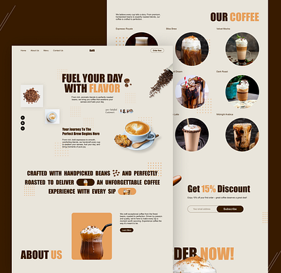 Koffi - Coffee Shop Landing Page Website cafe cafe cup coffee coffee bean coffee shop cup design drink food and beverages food and drinks food delivery food order home page landing page ui ux web web design website website design