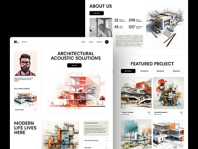 Architectural Studio Website agency landing page architect architecture architecture design branding color design dribbble experior design homepage interior design landing page real estate sktech ui ux web web design webdesign website