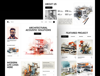 Architectural Studio Website agency landing page architect architecture architecture design branding color design dribbble experior design homepage interior design landing page real estate sktech ui ux web web design webdesign website