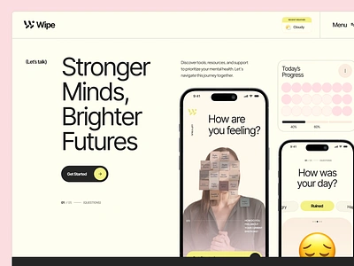 Mental Health Website - Wipe design heal health healthy hero section mental health mindfullness ui user interface ux web design website wellness wipe