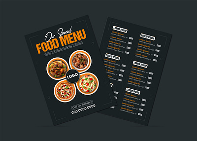 Modern Food Menu Card Design card design food food menu card graphic design menu modern organic restuarants spicy sweet vegetarian