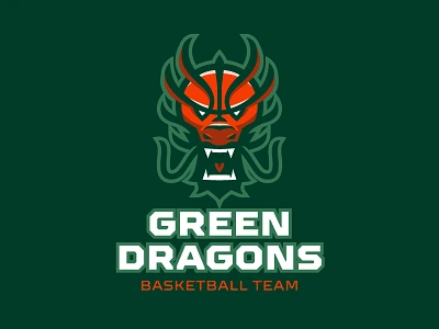 GREEN DRAGONS ball basketball branding dragon green logo motion graphics sport