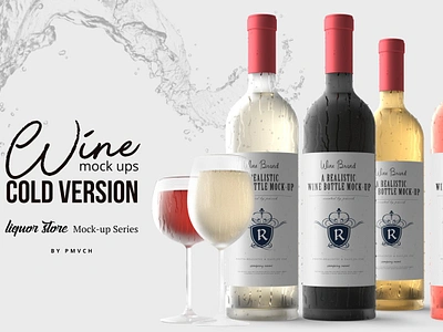 Wine Mockup - Cold Version black bottle brown dark glass grape green label mock up orange red vine white wine wine mockups winemockup wines