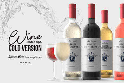 Wine Mockup - Cold Version black bottle brown dark glass grape green label mock up orange red vine white wine wine mockups winemockup wines