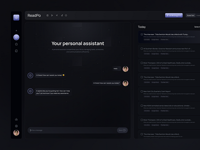 AI chat and assistant ai ai chat ai platform ai tools ai website chat chat bot chat gpt dark dashboard open ai talk ai ui ui design uiux designer ux web app website