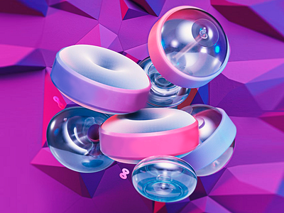 3D Geometric Harmony Design 3d 3d abstraction abstract technology bold colors colorful 3d colors creative design futuristic shapes geometric glossy spheres gradient colors high contrast modern modern visuals neon tones pink and purple smooth curves tech visual harmony