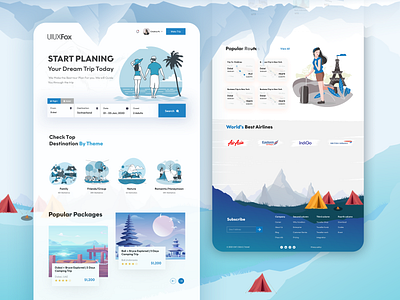 Travel Landing Page app branding design graphic design illustration logo typography ui ux vector