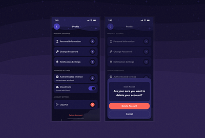 My Sleep Afirmations | Profile app design figma mobile ui ux