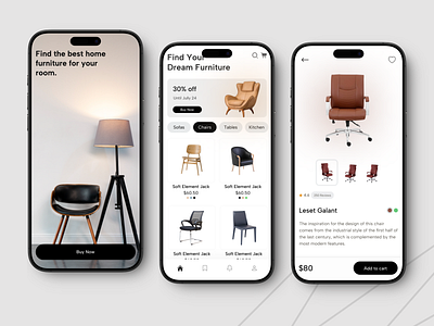 Furniture Ecommerce Mobile App chair decoration e commerce e commerce app e commerce design furniture furniture app furniture store mobile app design mobile design online shop product design shop ui design uiux uiux design