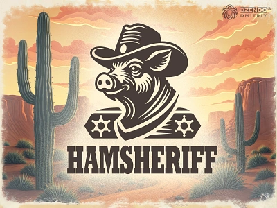 Sheriff Pig Logo branding cowboy pig funny pig logo logo designer pig branding pig design pig logo pig mascot pig sheriff swine wild west pig