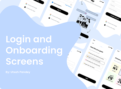 Login and Onboarding Screens (Free Template) figma template free resources free template fun log in screens onboarding playful template