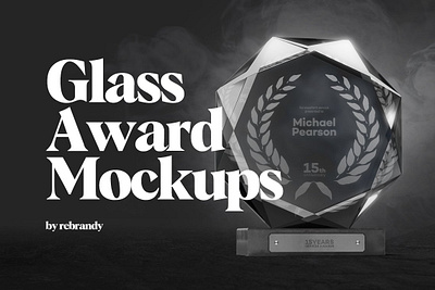 Glass Award Mockups achievement award cup glass glass award mockups mockup reflection shape shiny success symbol transparent trophy