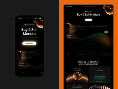 Retoswap | Crypto monero exchanger | Desktop & Mobile 3d illustration bitcoin crypto dapp ethereum exchange fintech monero swap xmr