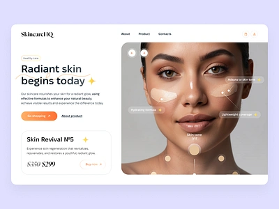 SkincareHQ home page beauty cart design ecommerce flat hero home landing layo page shop store studio ui ux website