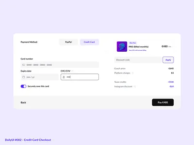 Credit Card Checkout 002 checkout credit card dailyui dailyui002 design minimal purple ui ux vector