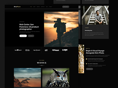 Professional Shoots & Artistic Photography landing page photographer photography photoshoot professional shoots uiux user interface web design website