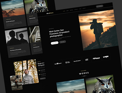 Professional Shoots & Artistic Photography landing page photographer photography photoshoot professional shoots uiux user interface web design website