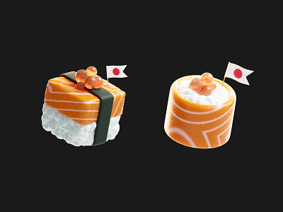 Sushi Delight - A Tasty 3D Treat 3d food 3d icons 3d illustration 3d sushi dribbble food foodart stylizeddesign sushi tasty