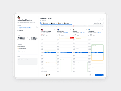 Scheduling Tool pt.2 app booking calendar clean design details interface invite manegement meeting minimal modal product schedule settings share ui ui design ux ux design