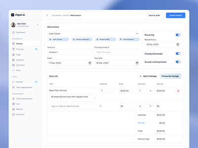 Paper.io - Invoice dashboard branding design illustration ui ui design uid uidaily uidesign uiux ux