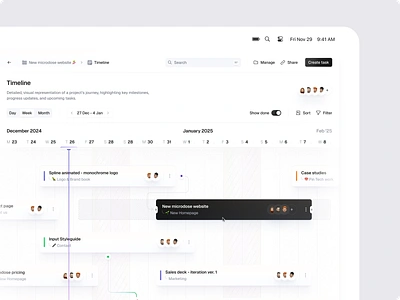 Project timeline ⏳ bachanek board charts dashboard edit kamil microdose saas task timline ui ux web