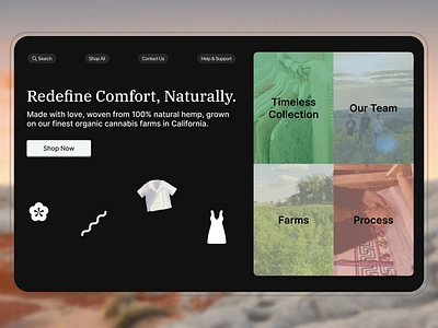 Hemp Harmony - Clothing Brand Landing Page figma hero hero section landing page ui uidesign uiux web design webdesign