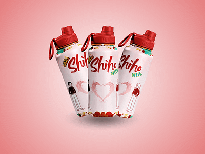 A vibrant and artistic packaging canva design drink graphic design love milk packaging strawberry