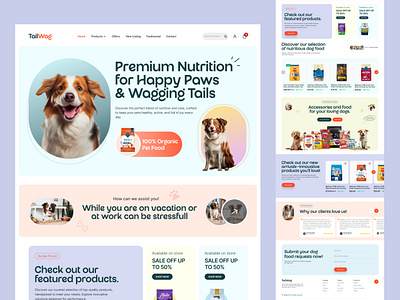 Dog Food Website UI/UX Design cat food website dog food website e commerce e commerce website figma mockup design figma website modern website design pet food product website website mockup website template website ui design website ui ux design