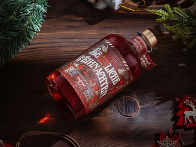 BeGinliche Weihnachten bottle branding christmas design gin graphic design label lettering rum typography vintage vodka whiskey