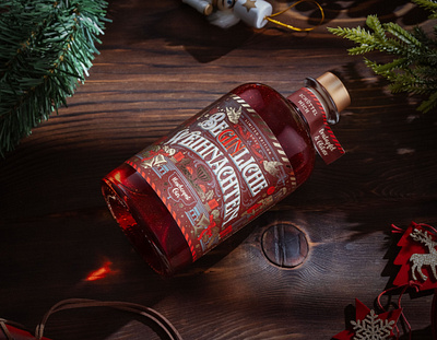 BeGinliche Weihnachten bottle branding christmas design gin graphic design label lettering rum typography vintage vodka whiskey