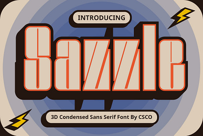 Sazzle 3D 3d condensed creative design font lettering logo modern sans serif typeface