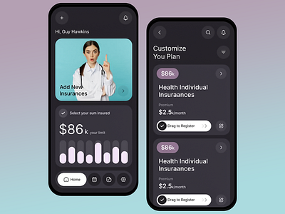 Health Insurance Mobile Application app application design fintech health health insurance insurance insurance service minimal mobile mobile app mobile application mobile platform platform service ui ui design ux ux design uxui