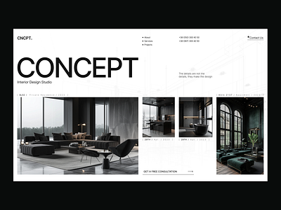 Interior Design Studio // Landing Page // Web Design animation interior design interior design studio landing page logo motion premium design studio interior ui ux uxui web design website design