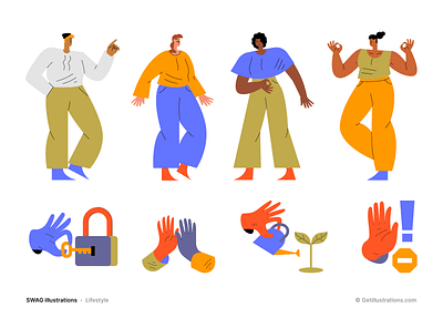 Swag Character illustrations branding character design character illustrations colorful figma illustrations flat getillustrations hand gesture icons illustration lifestyle minimal minimal design outline people swag vector vector illustration webflow illustrations website illustration