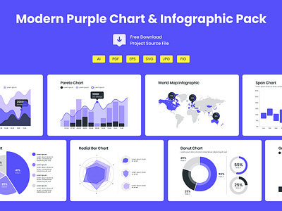 Free Download Modern Purple Chart and Infographic Pack chart data dashboard graph modern chart purple theme ui charts