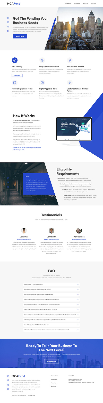 MCA Fund design figma landing page landing page design ui ui design uxui uxui design web web design