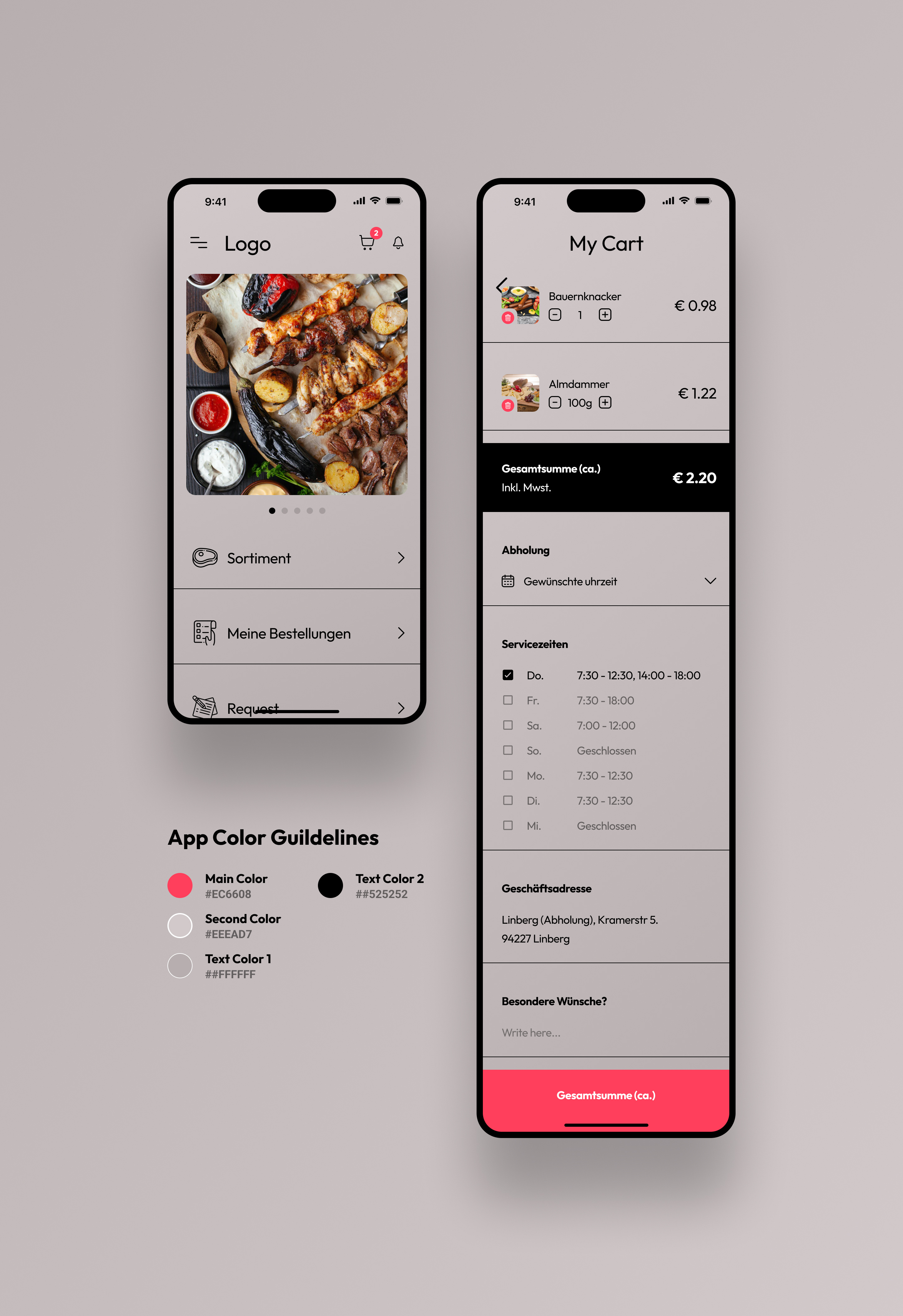 Metzgerei Schreder App app design figma fnb food and beverage ios mobile mobile app mobile app design ui ui design uxui uxui design