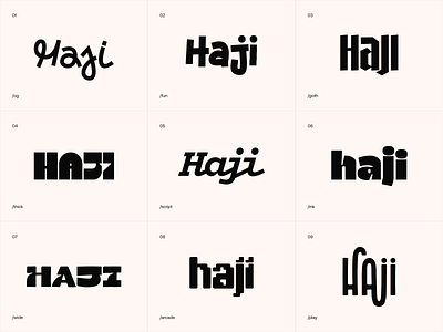 Haji Logotypes abstract arcade bold fun gothic grid logo logo design logo designer logos logotype minimalist playful script simple sticker stickers