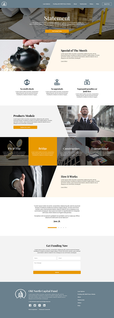 Old North Capital Fund design figma funding landing page landing page design ui ui design uxui uxui design web web design