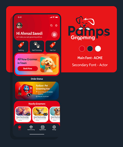 Pamps Grooming App app design figma ios mobile mobile app mobile app design ui ui design uxui uxui design