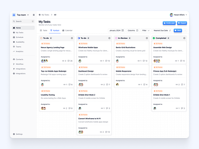 Sunrise - Dashboard Task Management activity card clean comments dashboard design kanban minimalist product design subtasks task list task management dashboard ui uiux ux view