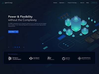 Homepage UI - Redesign for Practice I 2d banner blue dark theme design energy graphic homepage illustration interface isometric minimal power ui ux vector website